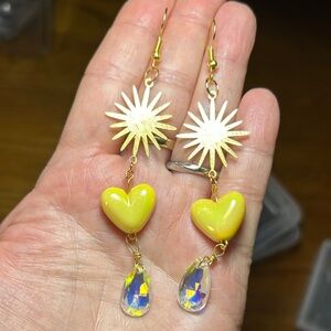 3/$25 Yellow Heart Drop Earrings